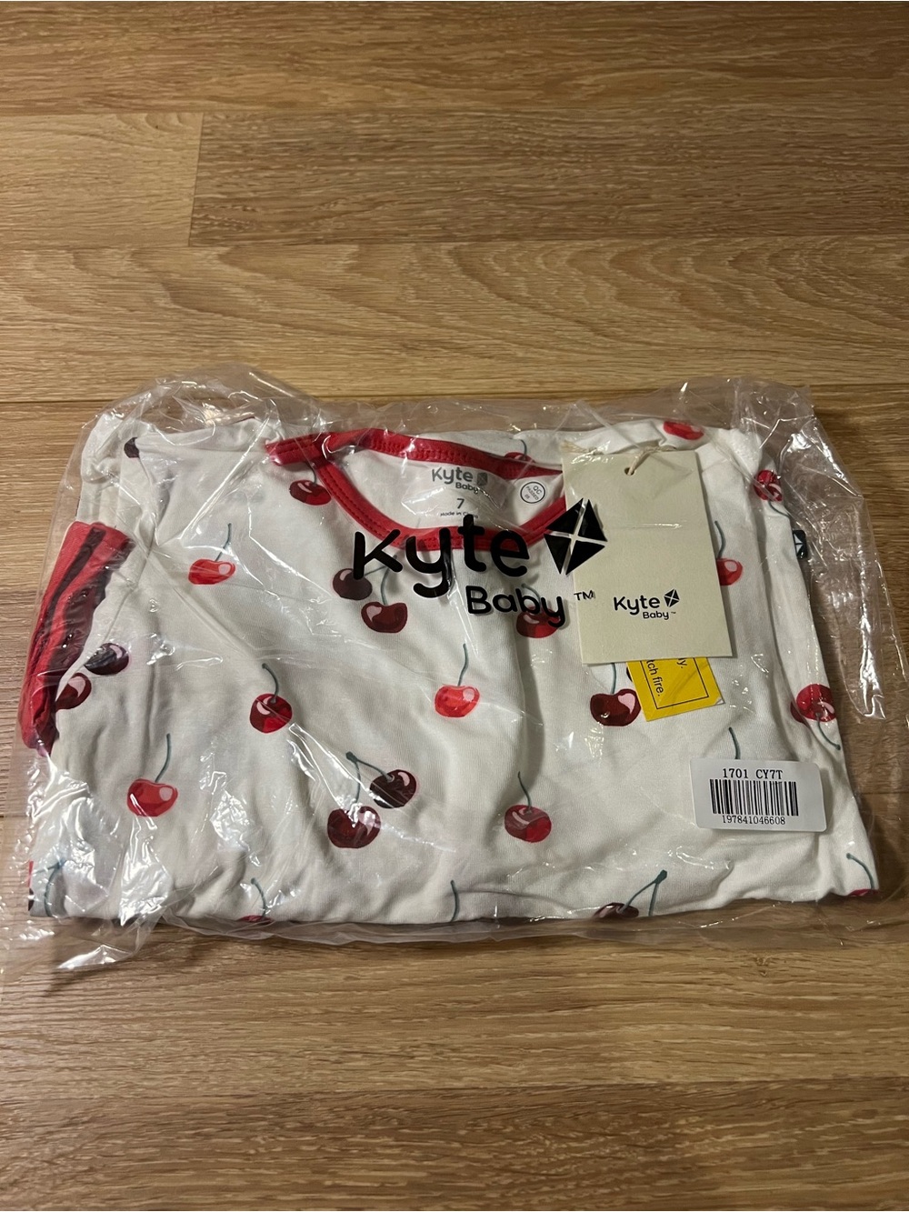 Kyte BABY White Long Sleeve PJs with Red Cherry Print
